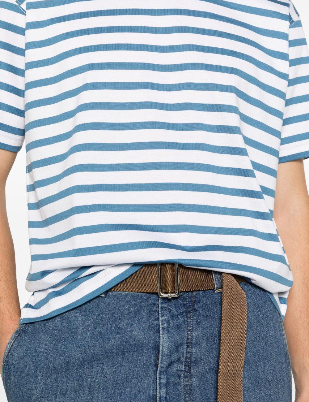 T-shirt a righe in blu e bianco Junya watanabe - uomo 