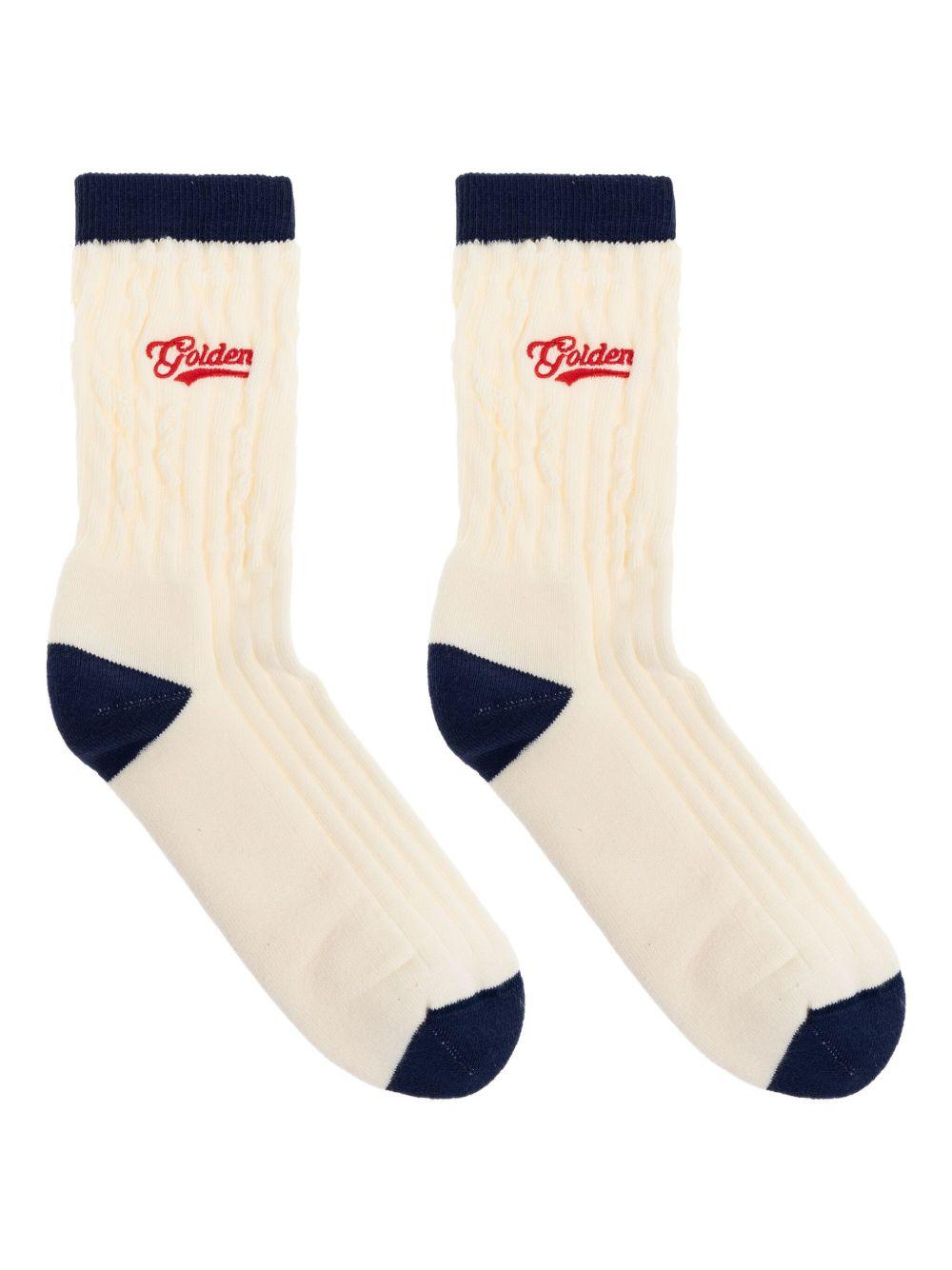 Calzini con logo ricamato in bianco Golden goose - unisex 