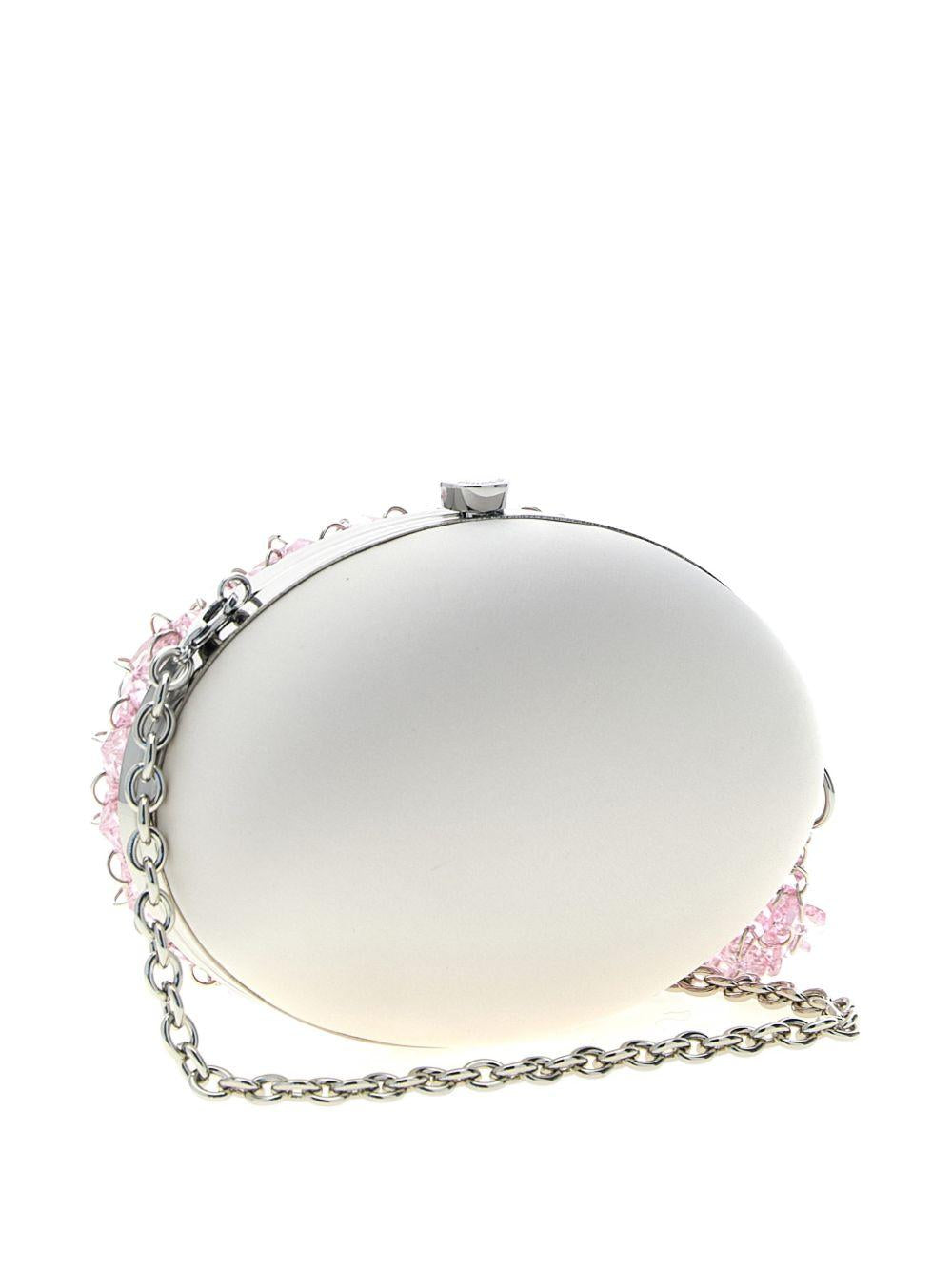Borsa ovale con catena di cristalli in rosa 