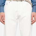 Jeans a gamba dritta in bianco Brunello cucinelli - uomo 