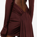 Abito mini con strascico in bordeaux David Koma - donna 