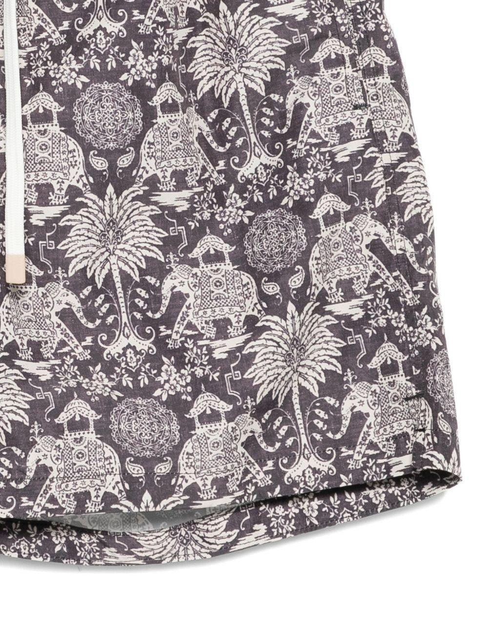 Pantaloncini da bagno con coulisse stampati in nero Eleventy - uomo 