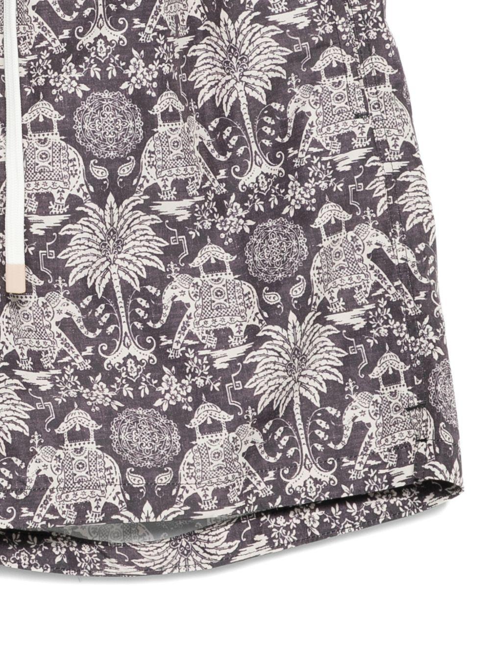 Pantaloncini da bagno con coulisse stampati in nero Eleventy - uomo 