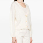 Cardigan con scollo a v in avorio Gotha - donna 