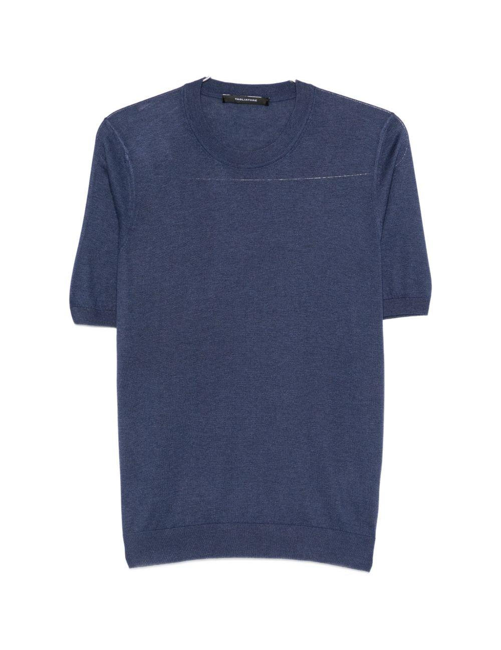 T-shirt lavorata a maglia in blu Tagliatore - uomo 