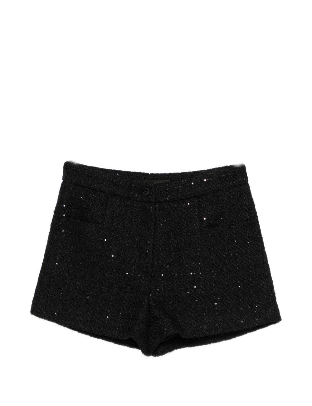 Shorts con paillettes in nero Thelaurent - donna 