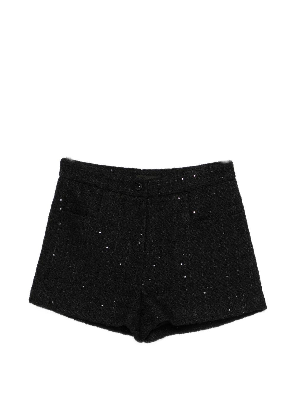 Shorts con paillettes in nero Thelaurent - donna 