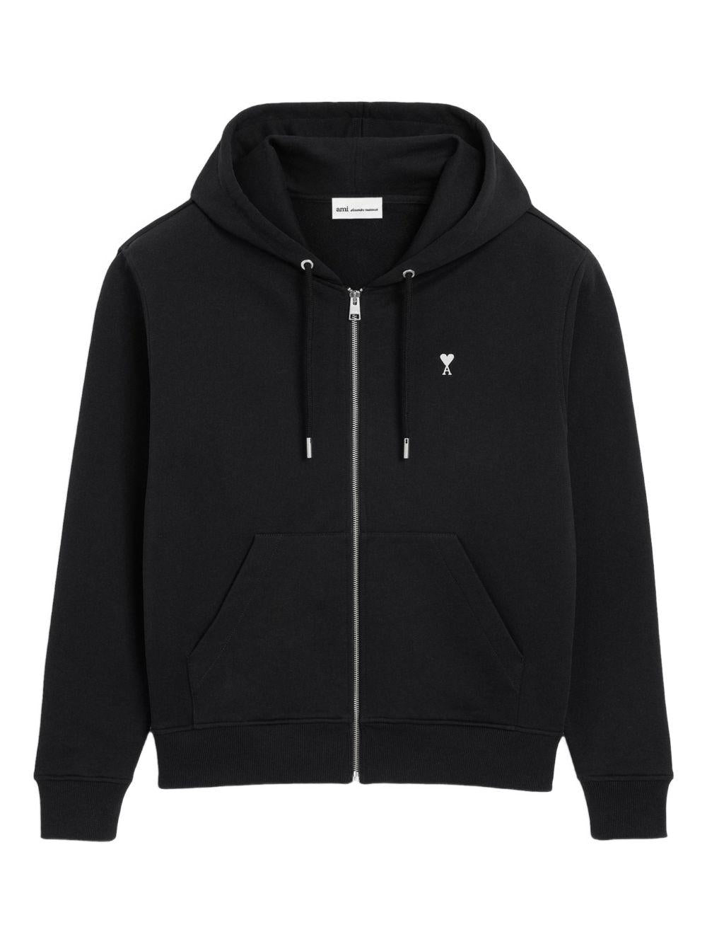 Felpa con zip Ami De Coeur in nero Ami paris - unisex 