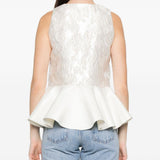 Top con peplum in bianco Ganni - donna 