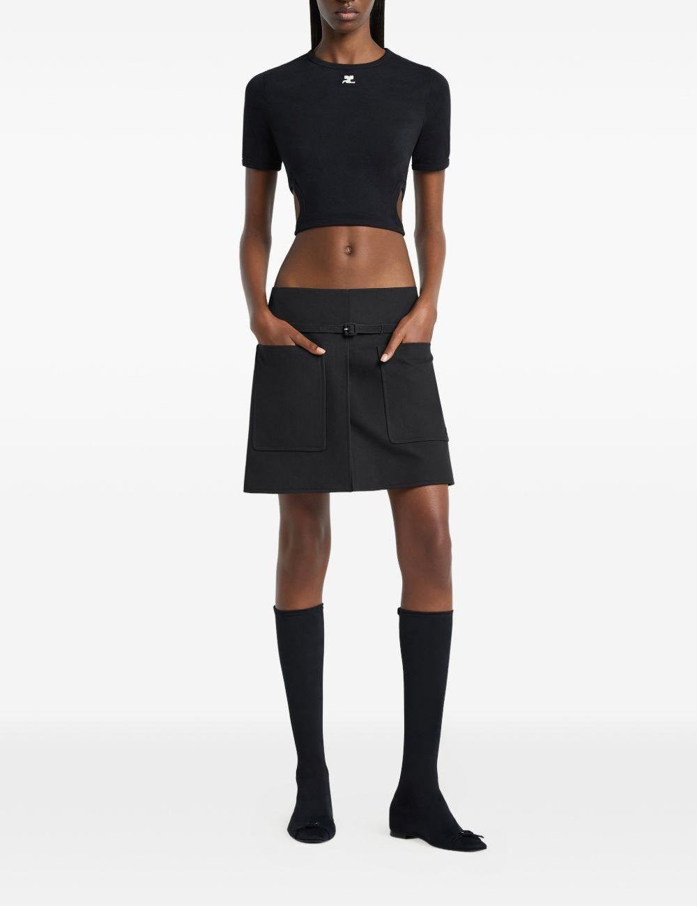 T-shirt con cut-out in nero Courrèges - donna 