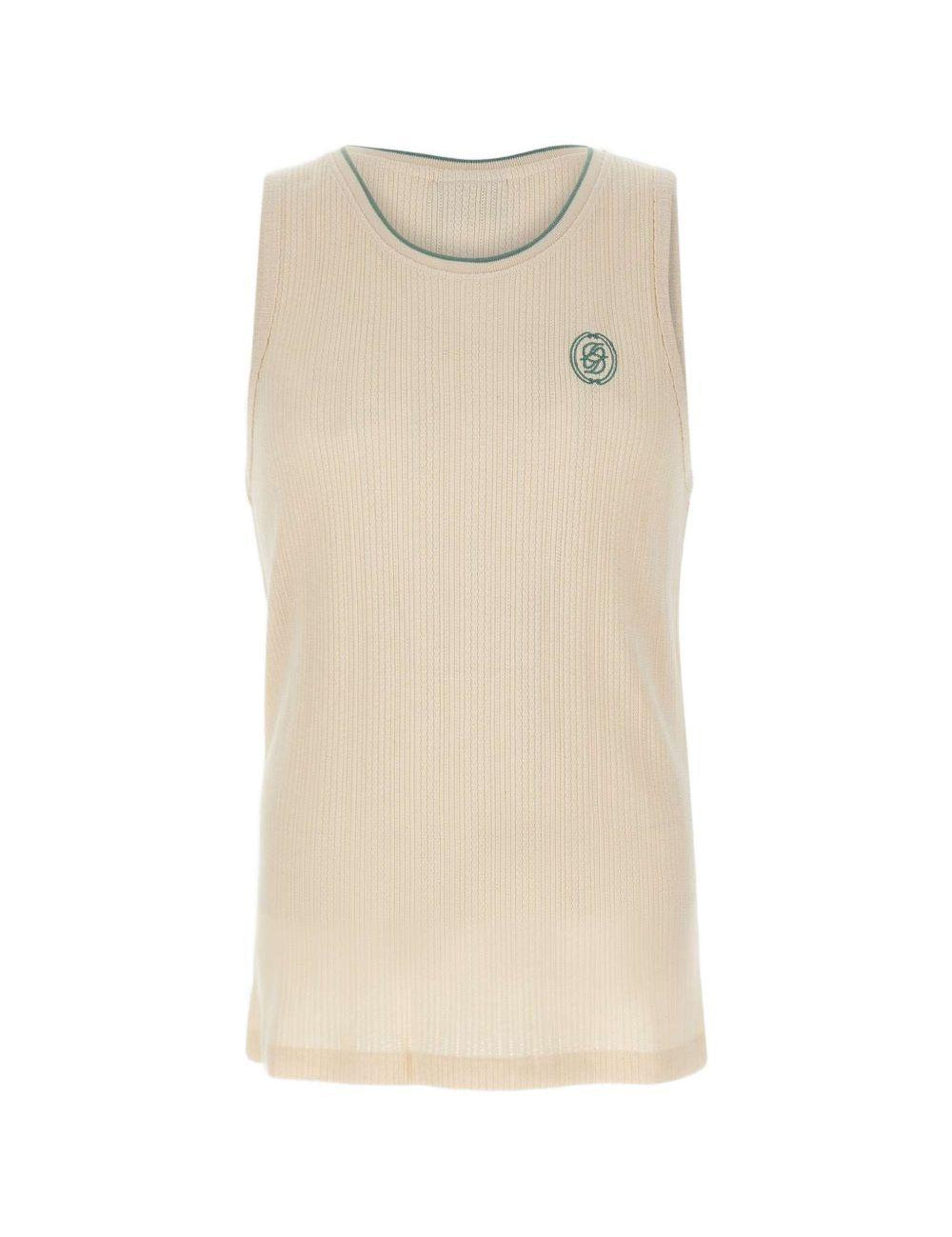Top a coste ricamato in beige Drole de monsieur - uomo 