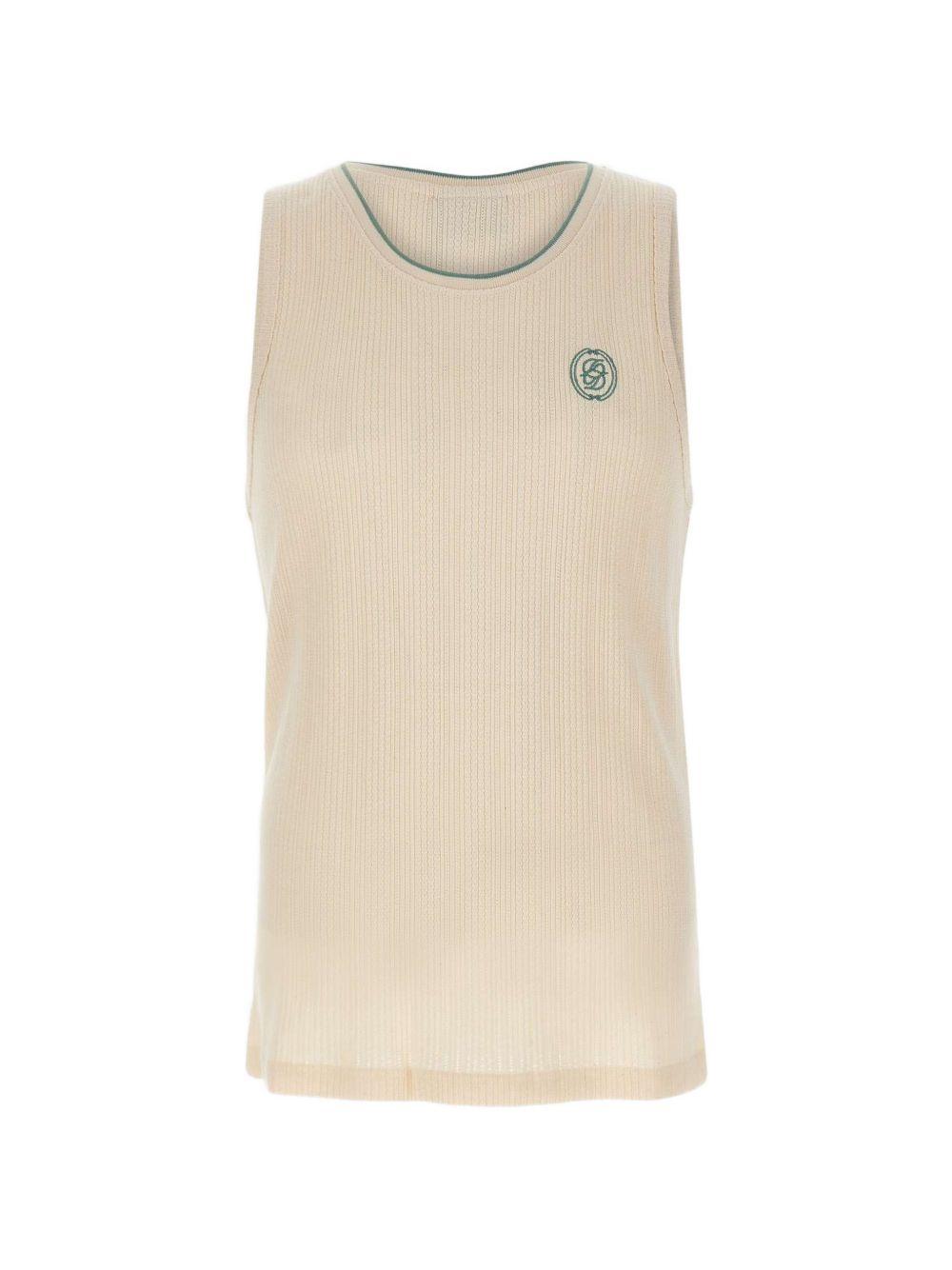 Top a coste ricamato in beige Drole de monsieur - uomo 