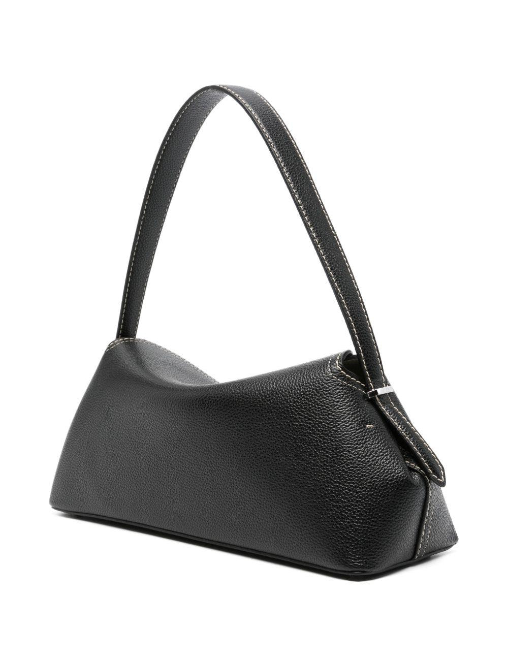 Borsa in pelle con chiusura a T in nero 