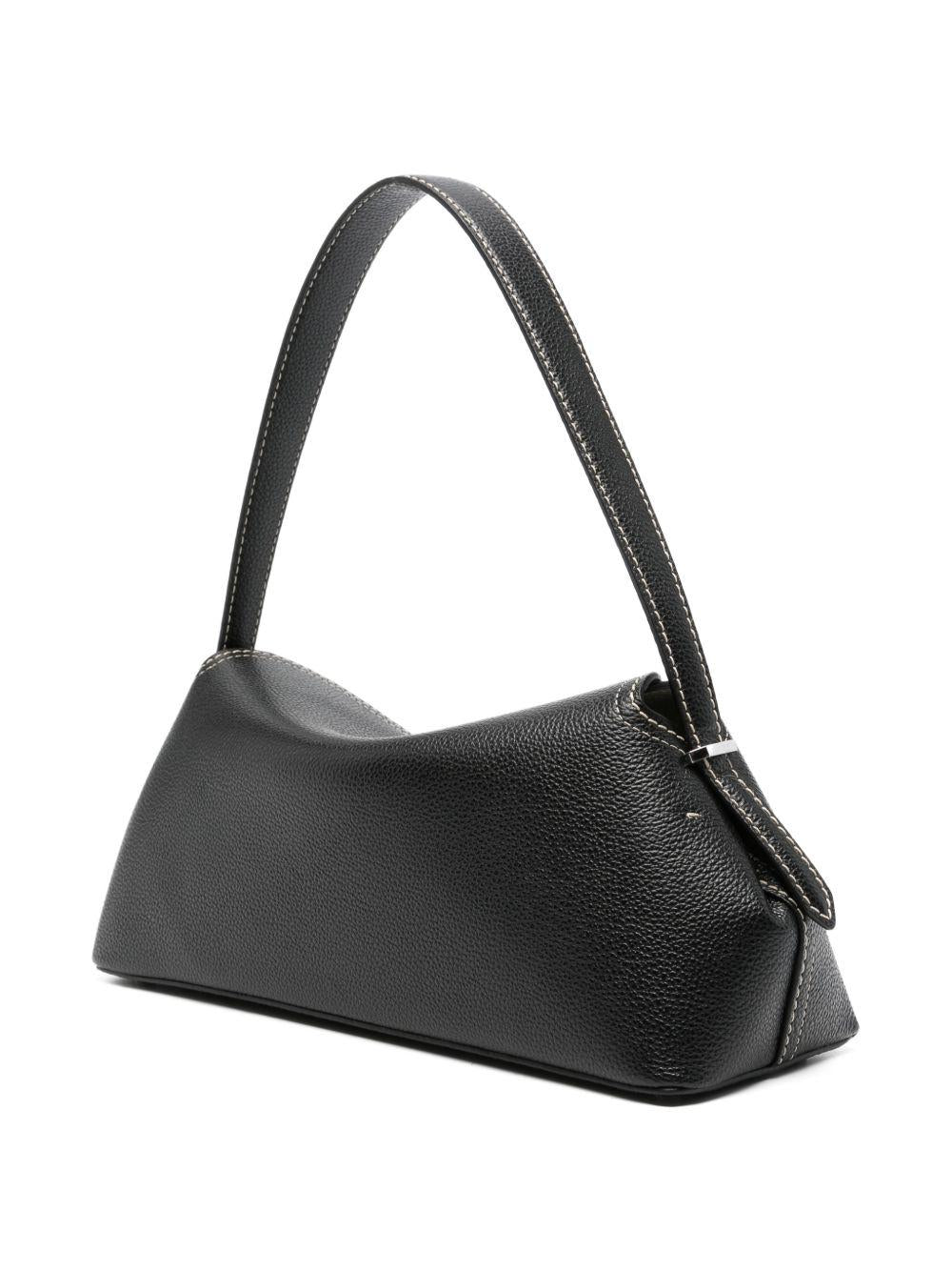 Borsa in pelle con chiusura a T in nero 