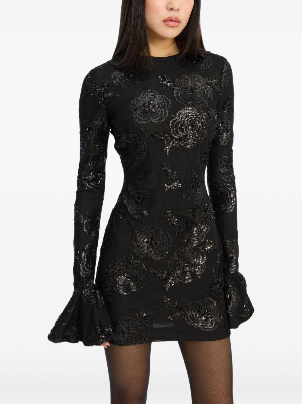 Abito corto a maniche lunghe in nero Rotate holiday - donna 