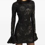 Abito corto a maniche lunghe in nero Rotate holiday - donna 