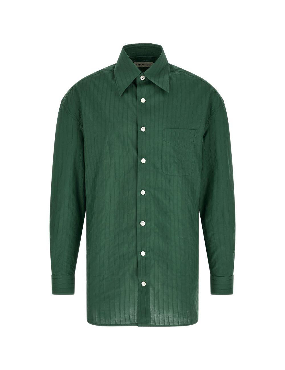 Camicia a righe grinda in verde Namacheko - uomo 