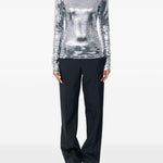 Top a maniche lunghe con decorazioni in argento Mm6 maison margiela - donna 