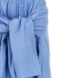 Pantaloni con applicazioni di cristalli in blu 
