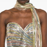 Abito lungo senza spalline con paillettes multicolore Elie saab - donna 