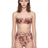 Slip bikini a vita alta Aster in rosa 
