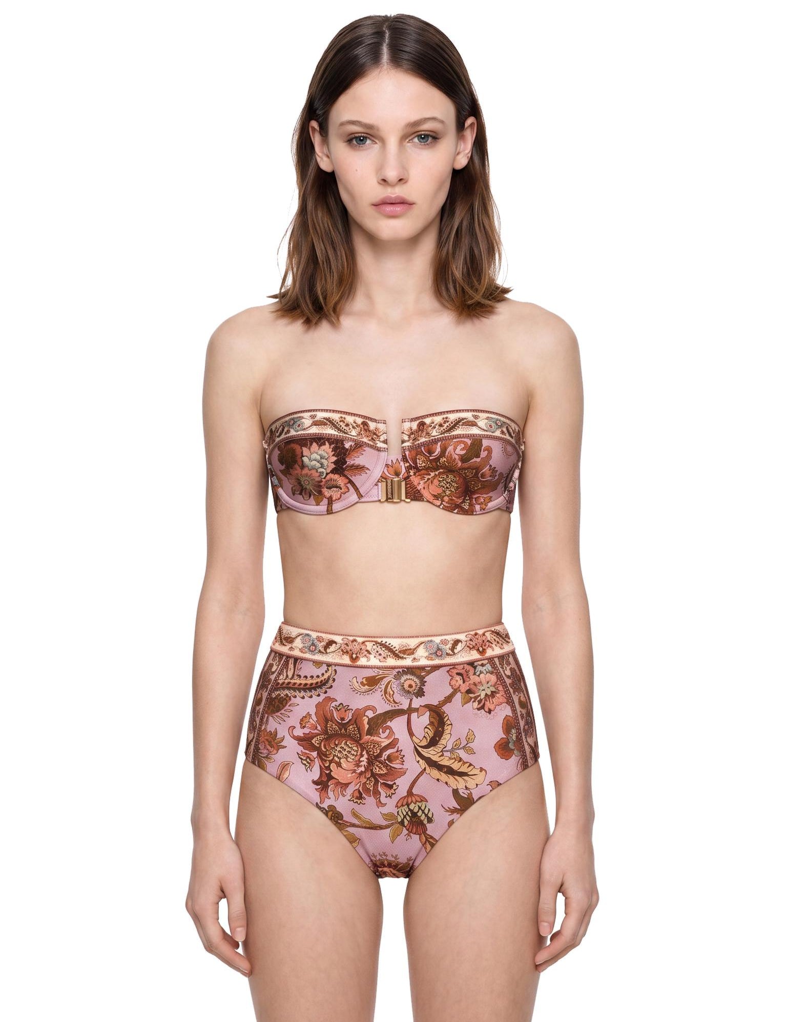 Slip bikini a vita alta Aster in rosa 