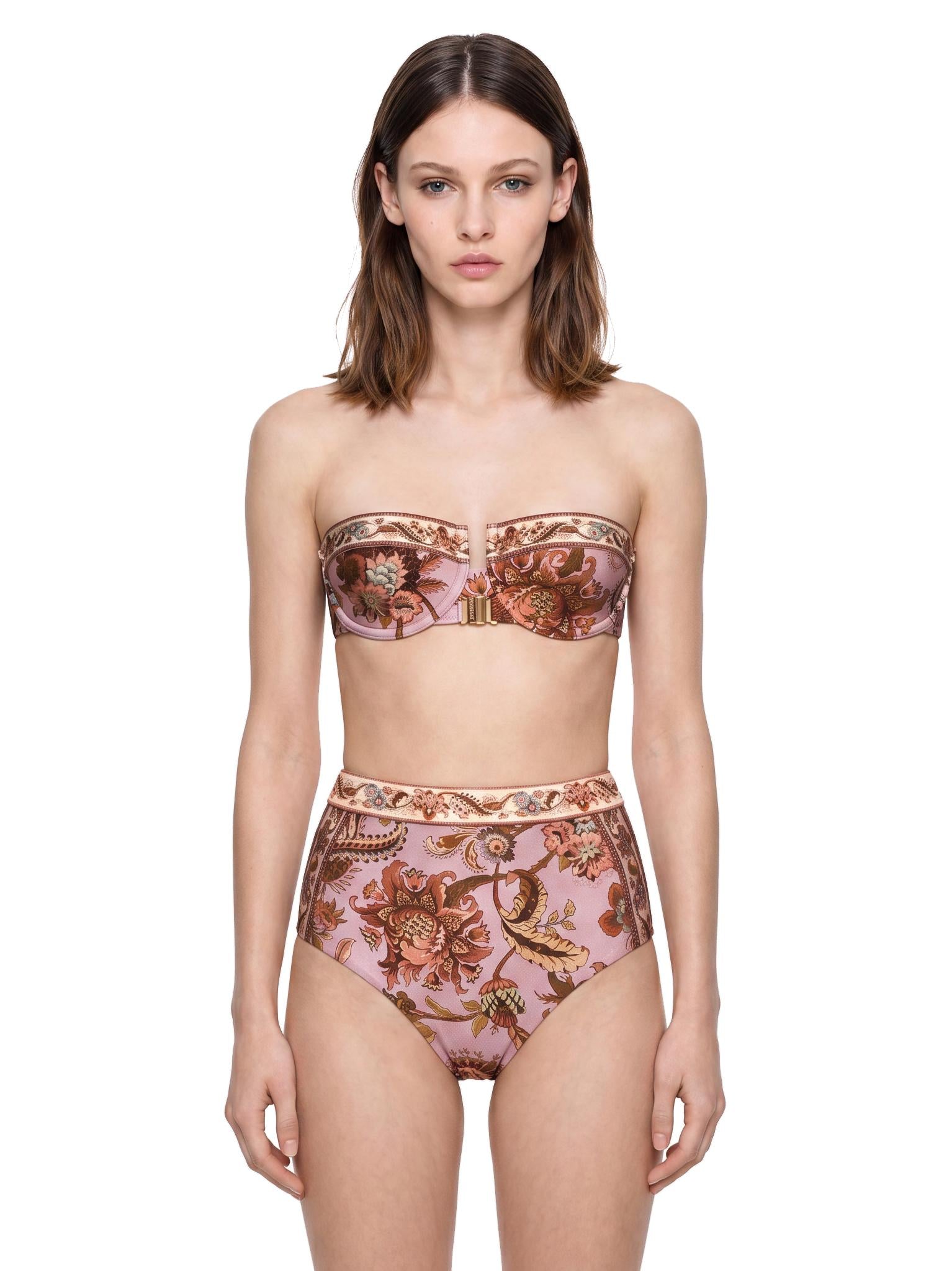 Slip bikini a vita alta Aster in rosa 