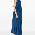 Abito con scollo decorato con perline Aster in blu 