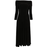 Abito midi a maniche lunghe con spalle scoperte in nero Norma kamali - donna 