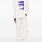T-shirt a maniche lunghe con stampa in bianco Oamc peacemaker - uomo 