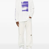 T-shirt a maniche lunghe con stampa in bianco Oamc peacemaker - uomo 