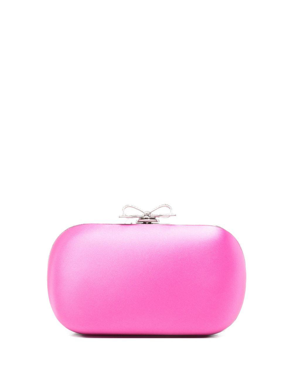 Clutch in raso con fiocco in rosa 