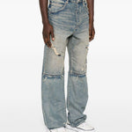 Jeans a gamba ampia con effetto vissuto in blu Purple - uomo 