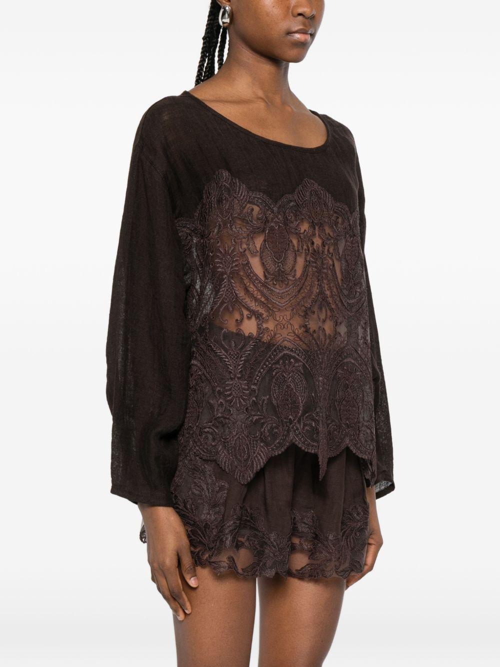 Top in pizzo in marrone Maurizio - donna 