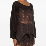 Top in pizzo in marrone Maurizio - donna 
