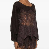 Top in pizzo in marrone Maurizio - donna 