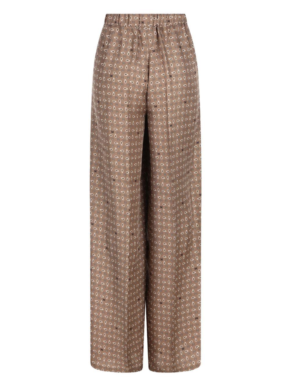 Pantaloni elasticizzati con fantasia in marrone Maxmara - donna 