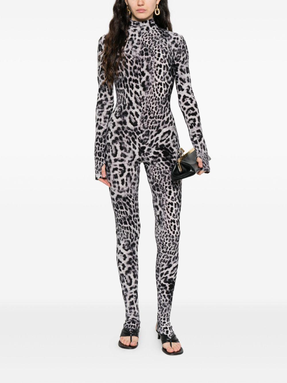 Tuta a collo alto con stampa leopardata in grigio Norma kamali - donna 