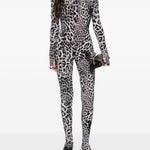 Tuta a collo alto con stampa leopardata in grigio Norma kamali - donna 