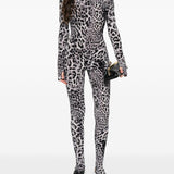 Tuta a collo alto con stampa leopardata in grigio Norma kamali - donna 