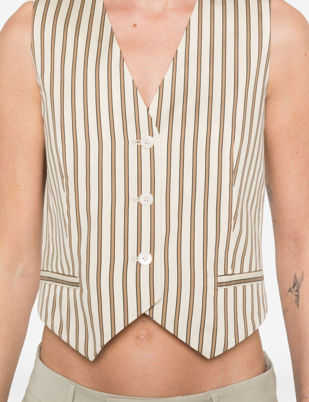 Gilet Fauno in beige e bianco Max Mara - donna 