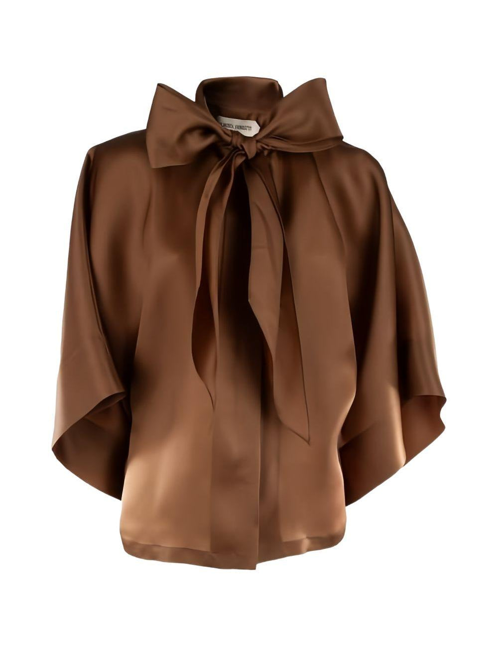 Blusa con fiocco in seta in marrone Alberta ferretti - donna 