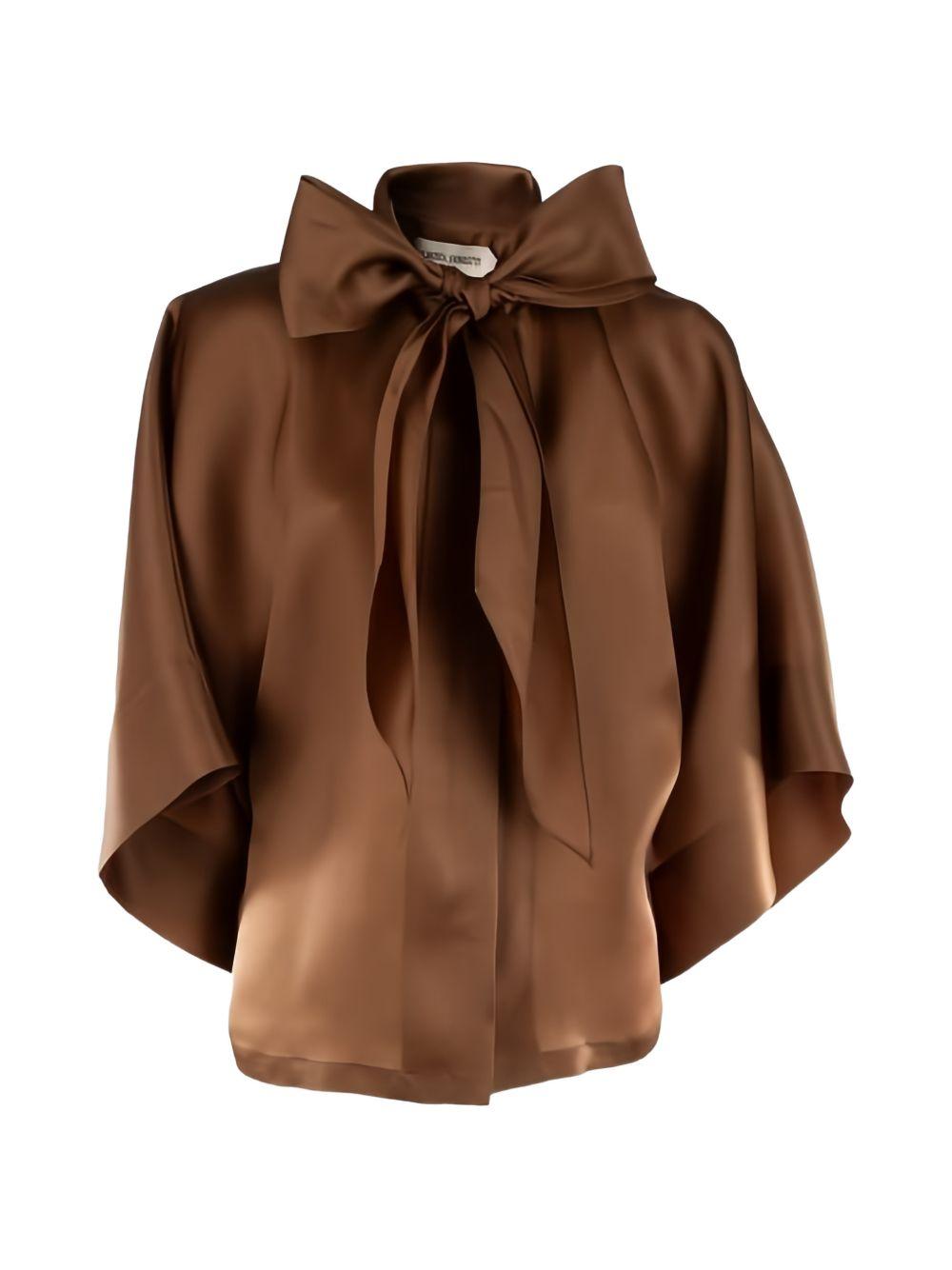Blusa con fiocco in seta in marrone Alberta ferretti - donna 