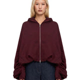 Felpa con cappuccio e zip bordeaux 