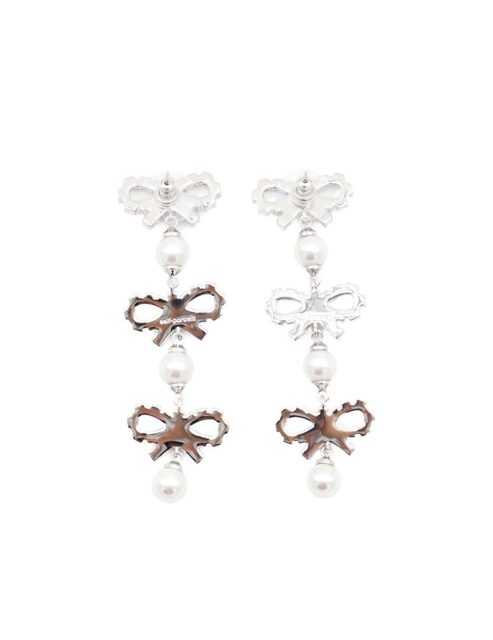 Orecchini con cristalli e fiocco in argento Self-portrait - donna 