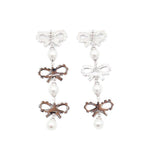 Orecchini con cristalli e fiocco in argento Self-portrait - donna 