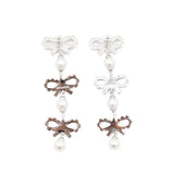Orecchini con cristalli e fiocco in argento Self-portrait - donna 