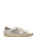 Sneakers super star glitter in avorio e argento golden goose - donna 