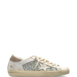 Sneakers super star glitter in avorio e argento golden goose - donna 