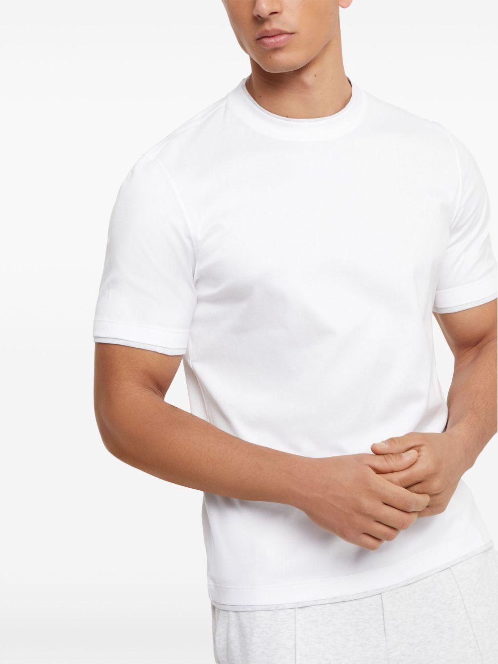 T-shirt a maniche corte in bianco Brunello cucinelli - uomo 